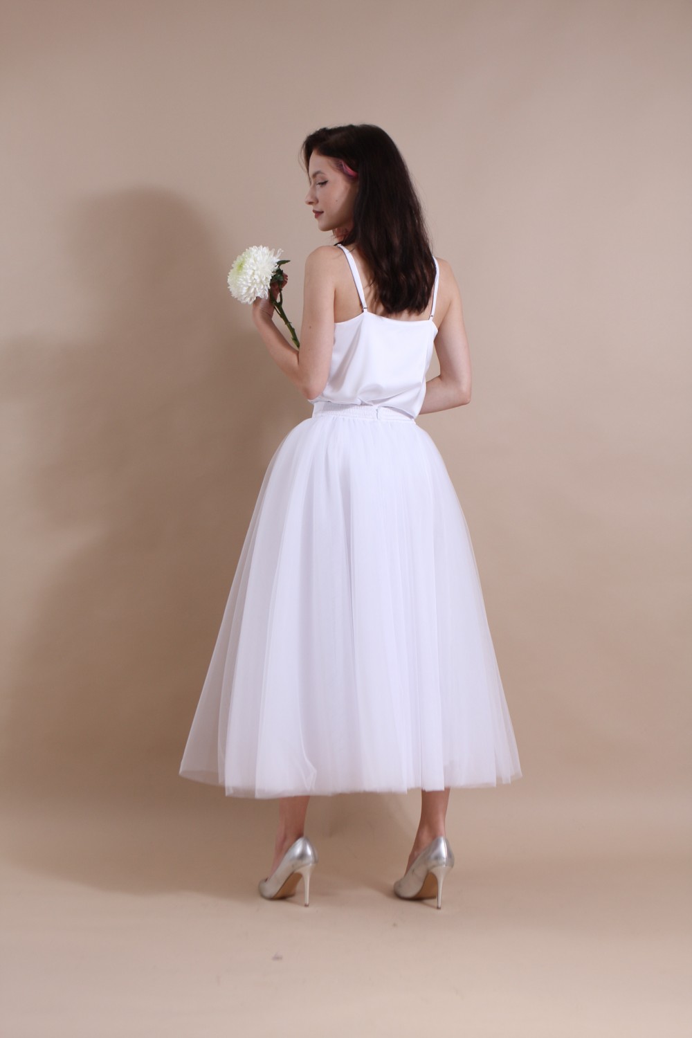 Пышная свадебная юбка-солнце из фатина (60 цветов)   Белая - фото